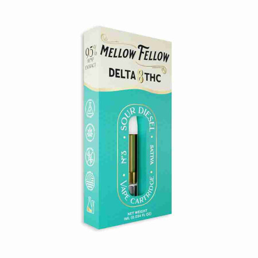 MELLOW FELLOW DELTA 8 VAPE CARTRIDGE 1ML - SOUR DIESEL (SATIVA)